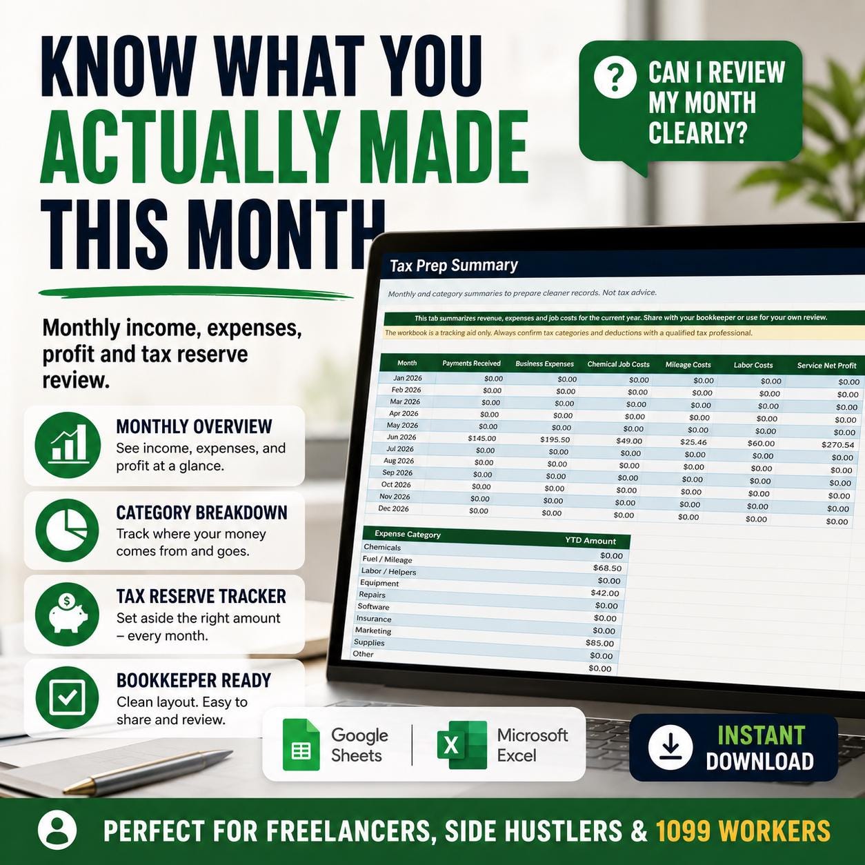 1099 Bookkeeping spreadsheet preview image 8