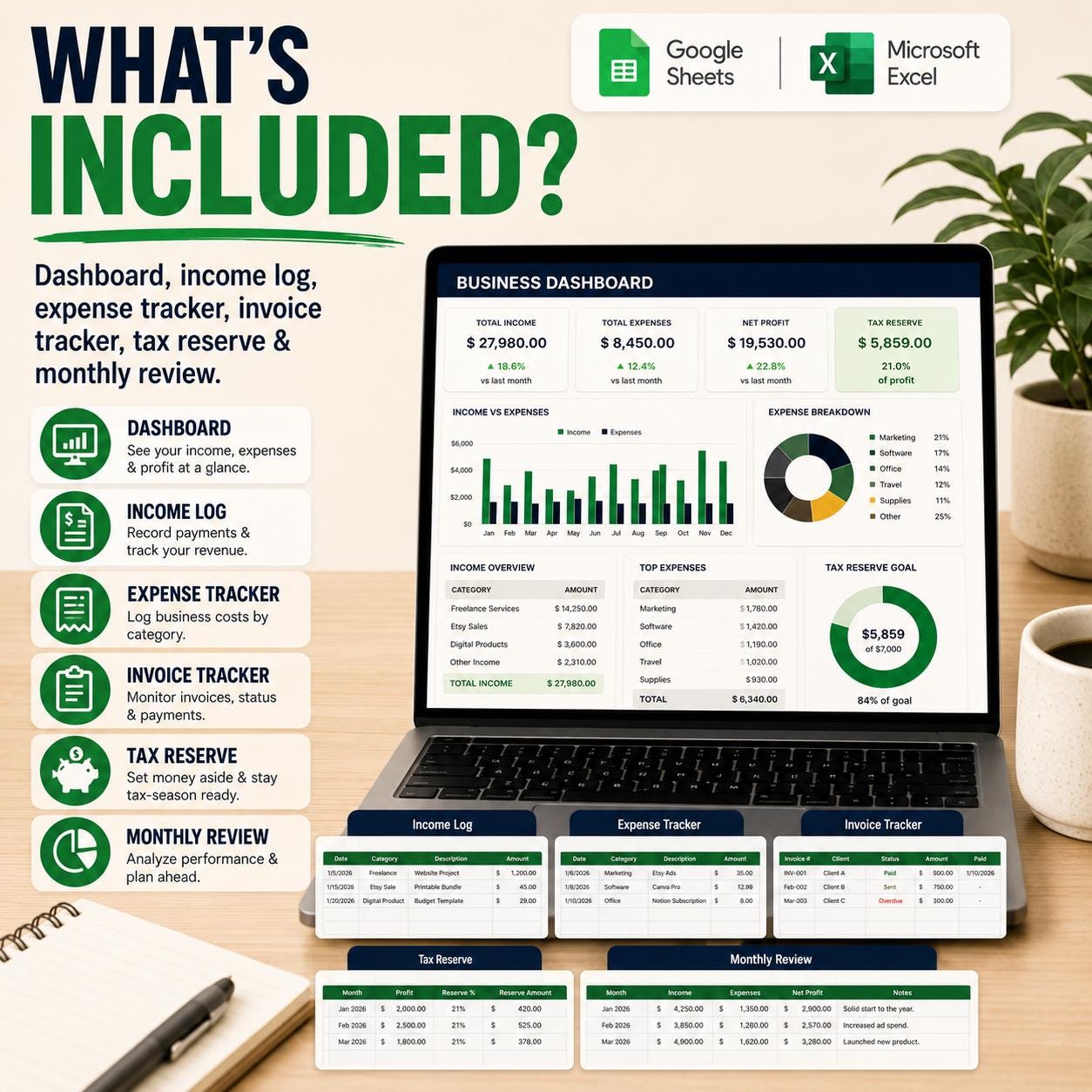 1099 Bookkeeping spreadsheet preview image 2