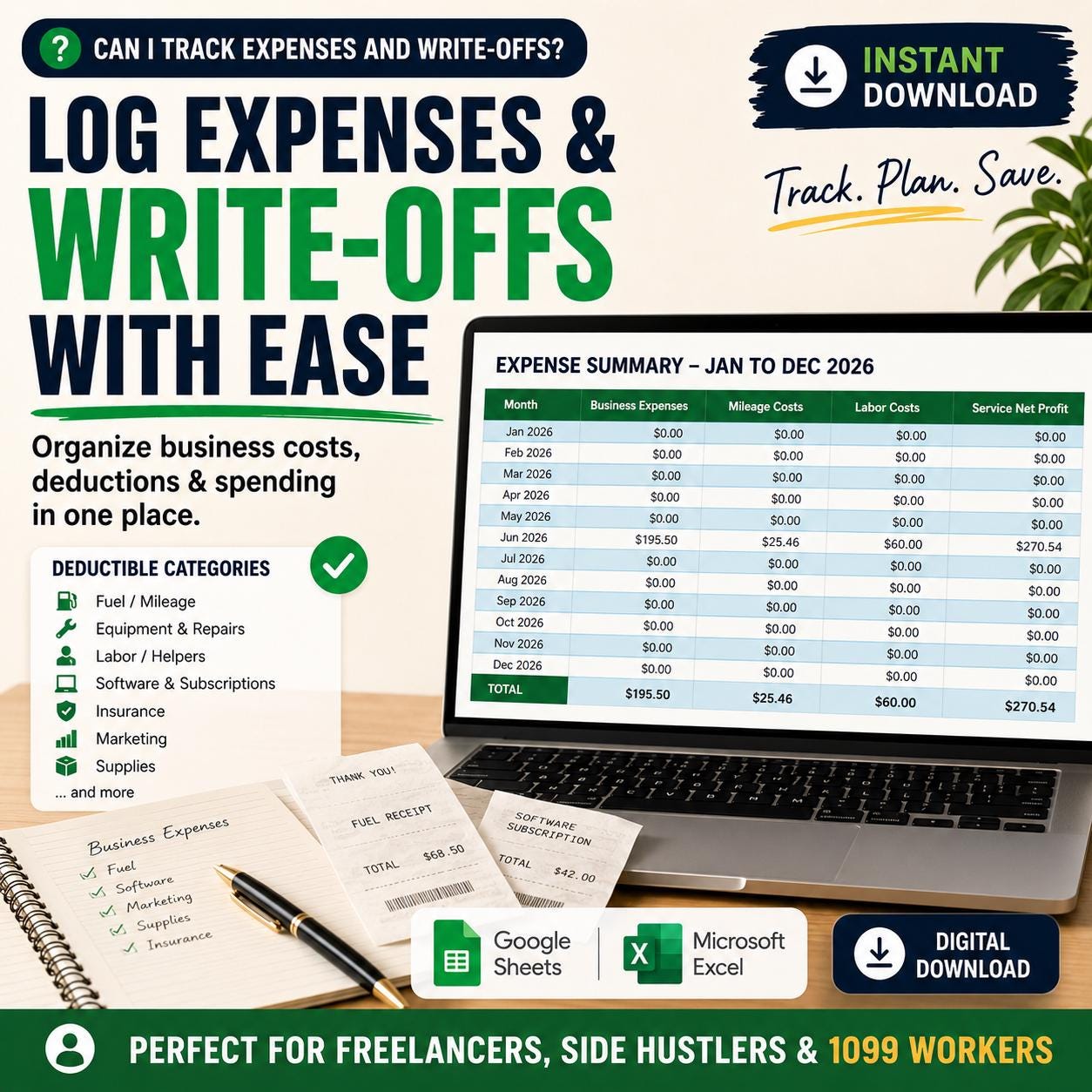 1099 Bookkeeping spreadsheet preview image 4