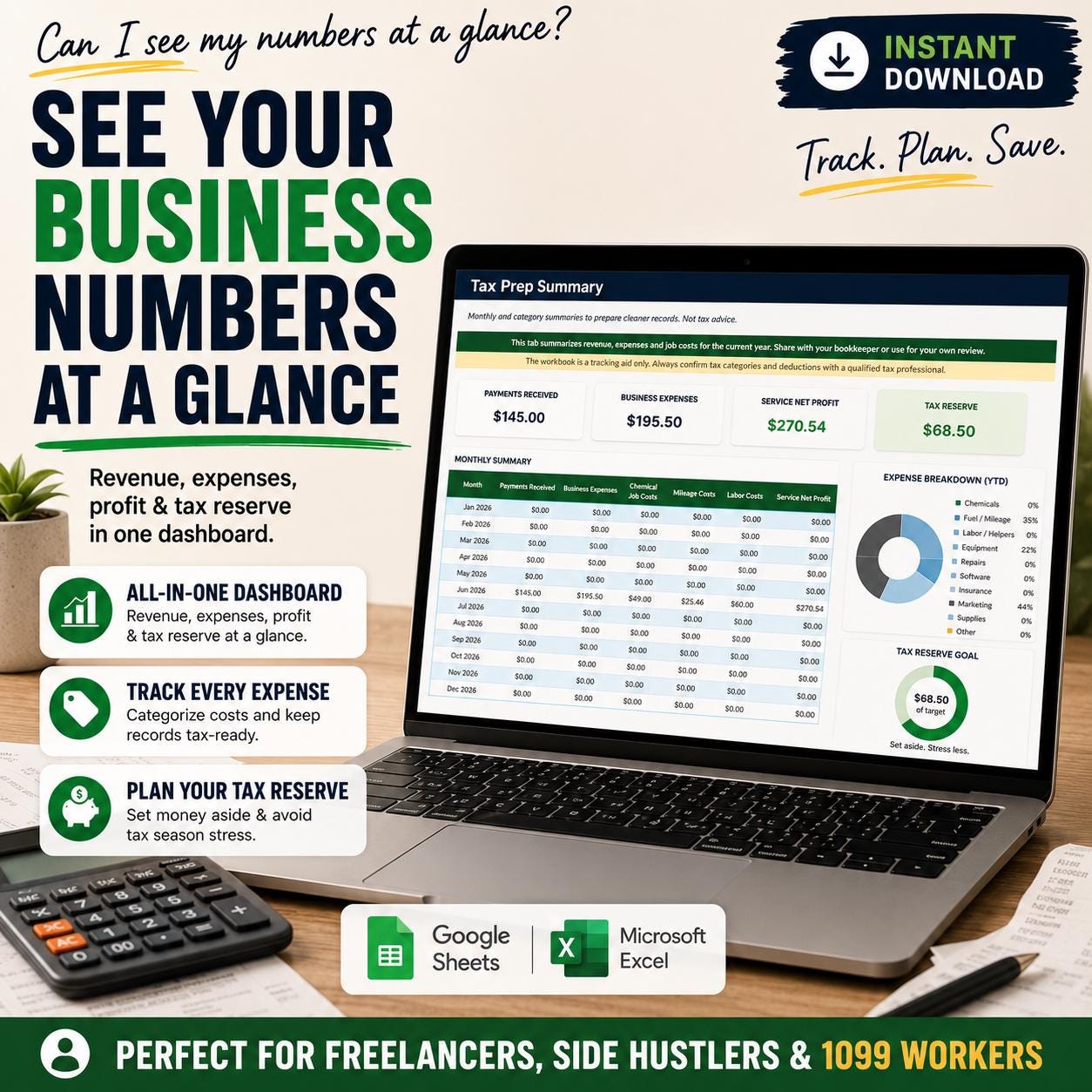 1099 Bookkeeping spreadsheet preview image 5