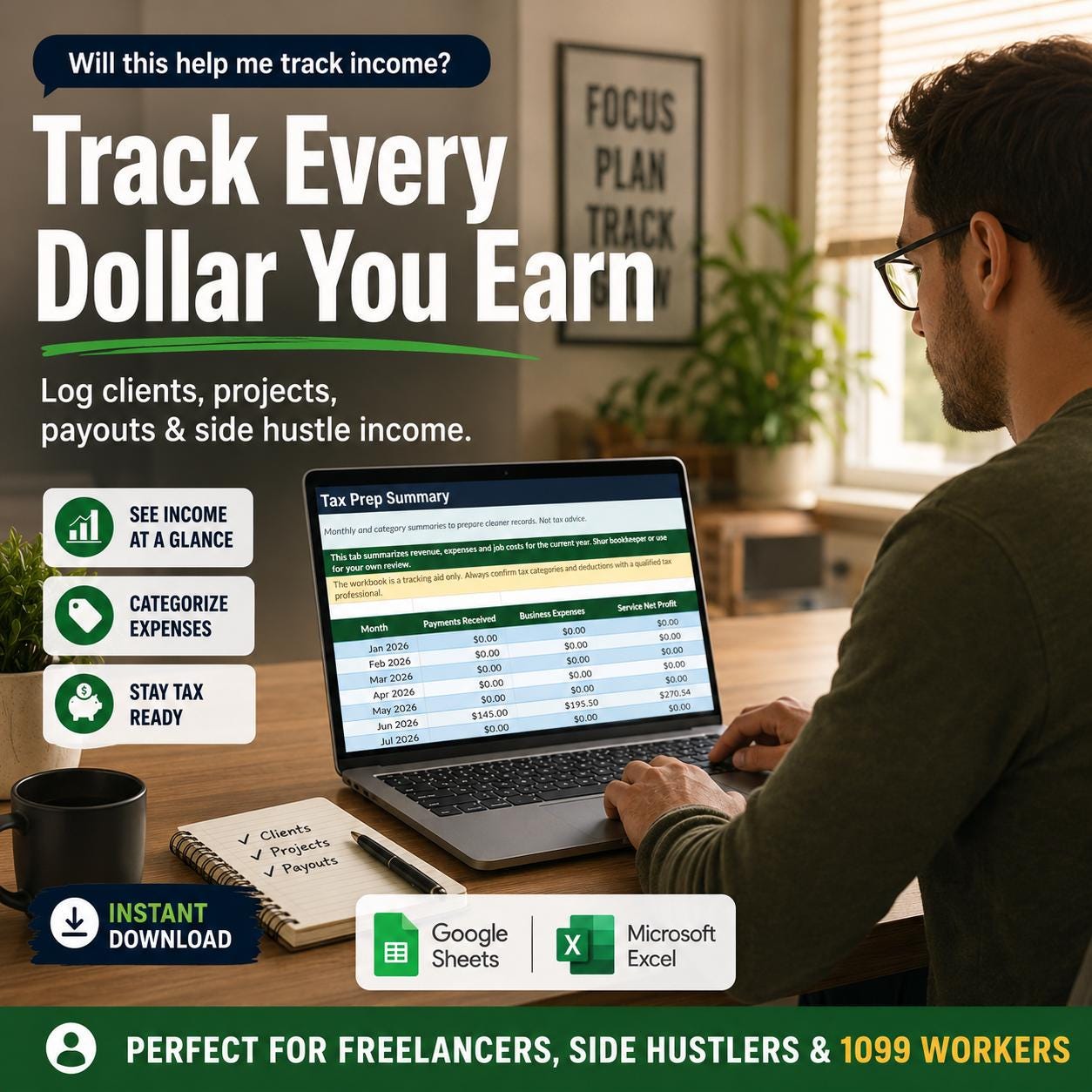 1099 Bookkeeping spreadsheet preview image 6